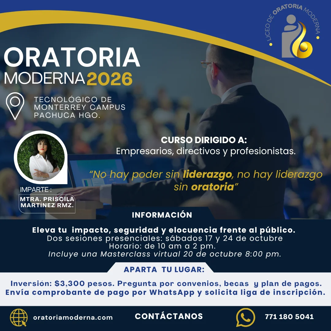 Curso de Oratoria Moderna para empresarios y directivos, 17 y 24 de octubre, Liceo de Oratoria Moderna